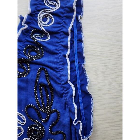 TOP-LAUREN MICHELLE-Royal Blue-Metallic Detail-Sleeveless-Ruffled-Size Medium - Picture 5 of 16